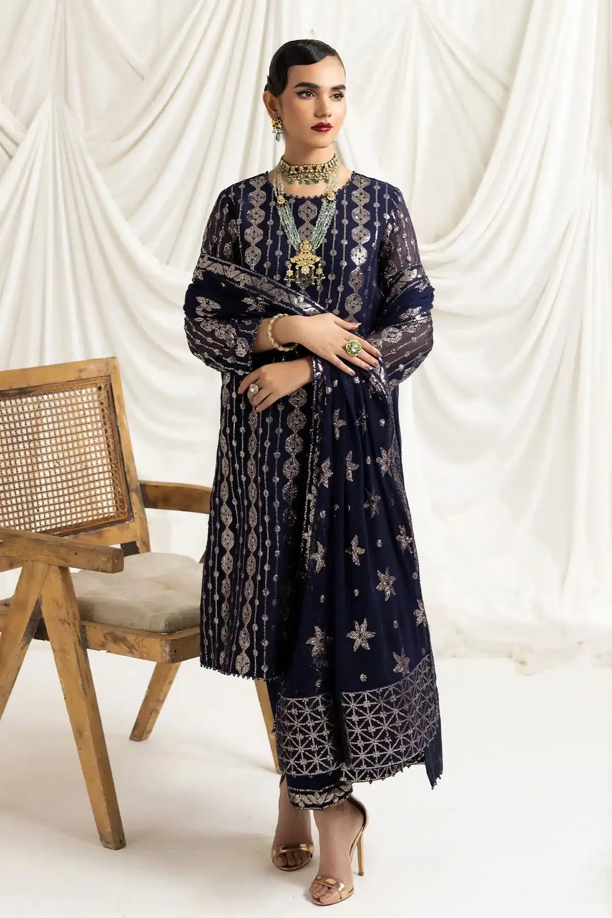 Alizeh | Dua Formals 23 | DUA-V02D01A- AIREEN(NAVY BLUE)