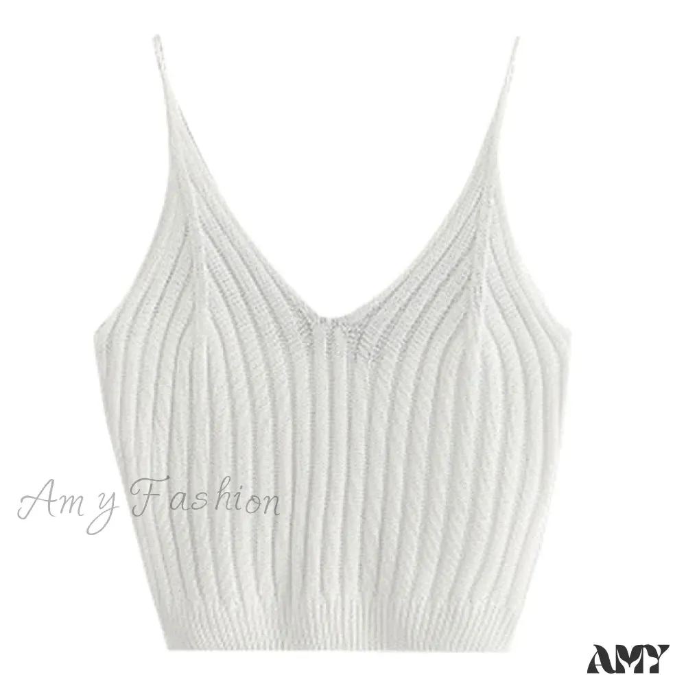 Amy Fashion - Sexy Strappy Sleeveless Racerback Crop Top