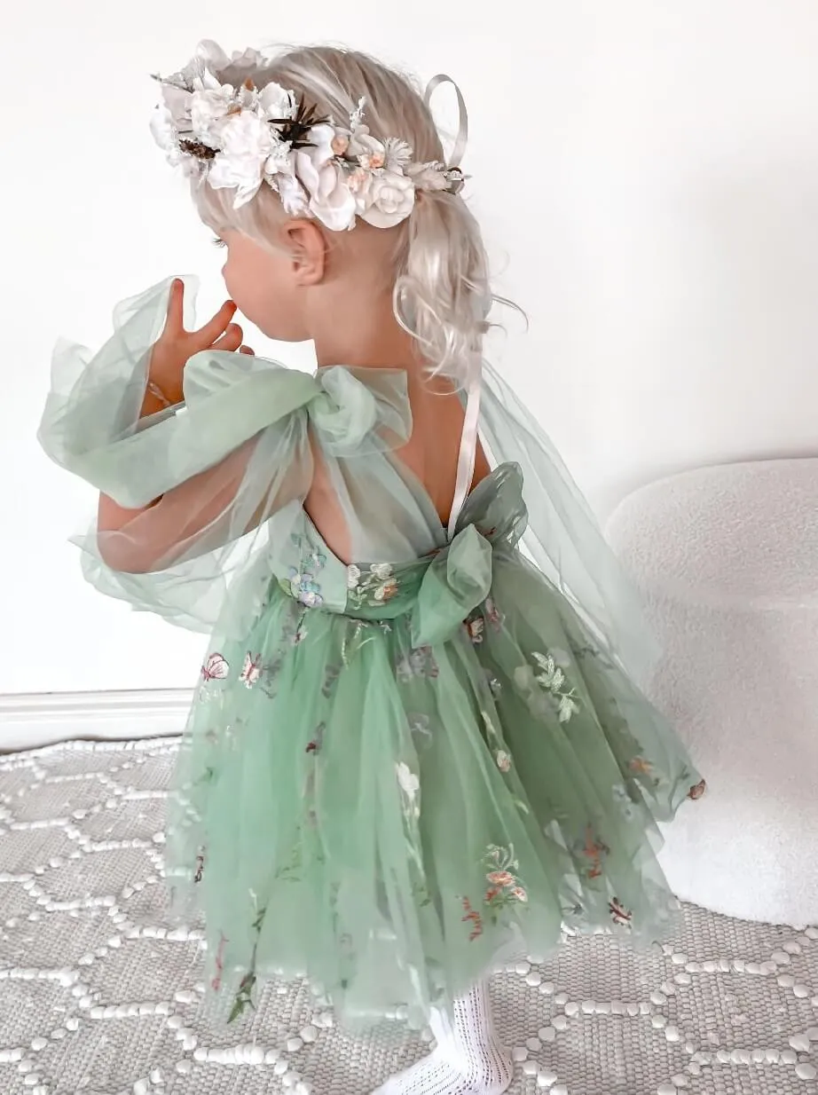 Baby Enchanted Angel Dress - Embroidered Fern