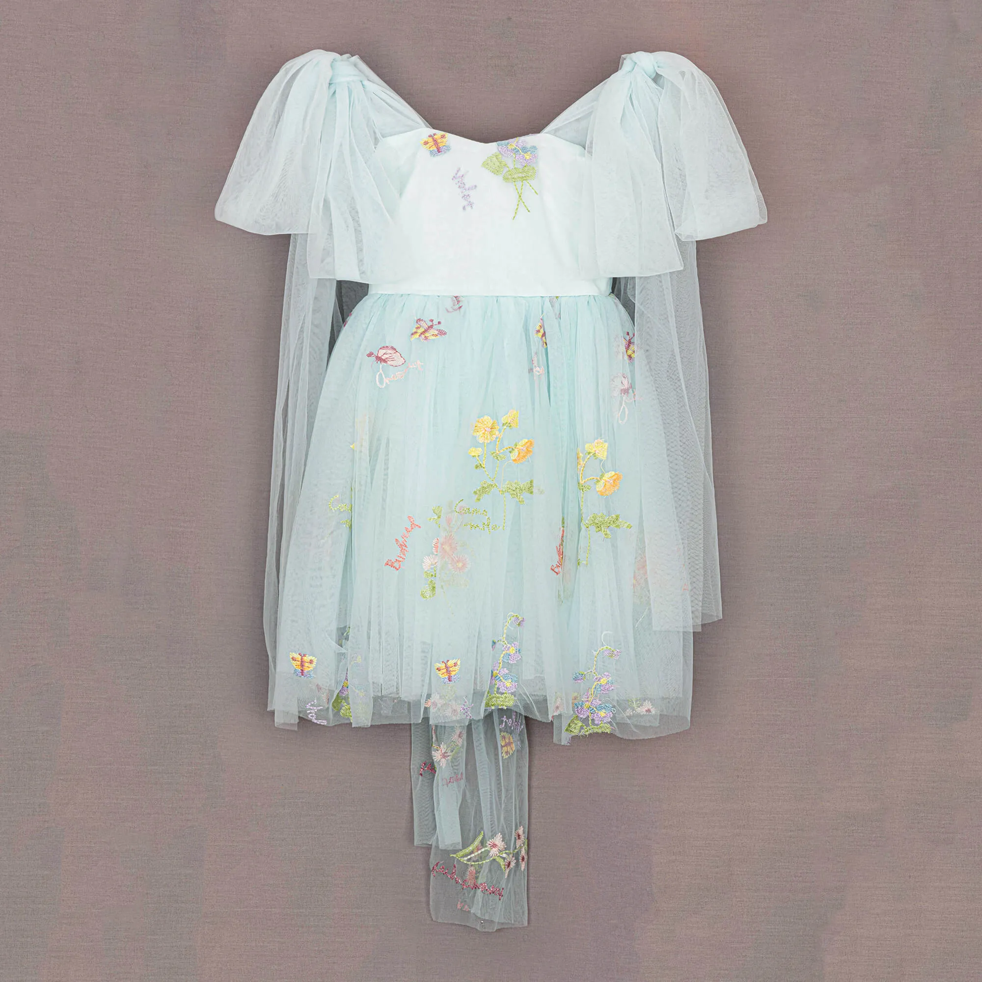 Baby Enchanted Angel Dress - Embroidered Sky Blue