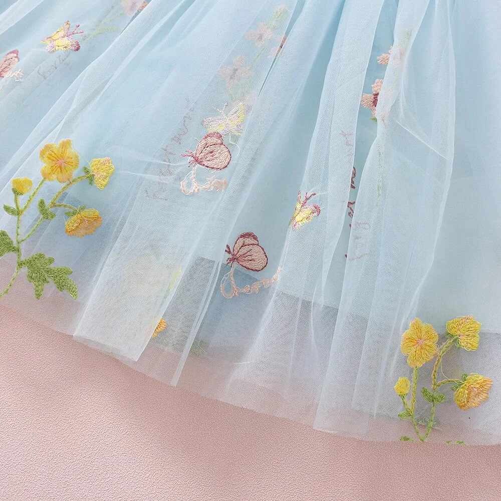 Baby Enchanted Angel Dress - Embroidered Sky Blue