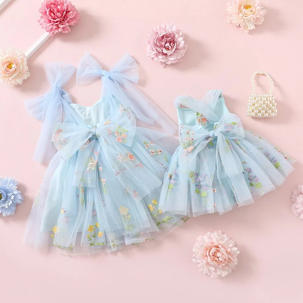 Baby Enchanted Angel Dress - Embroidered Sky Blue