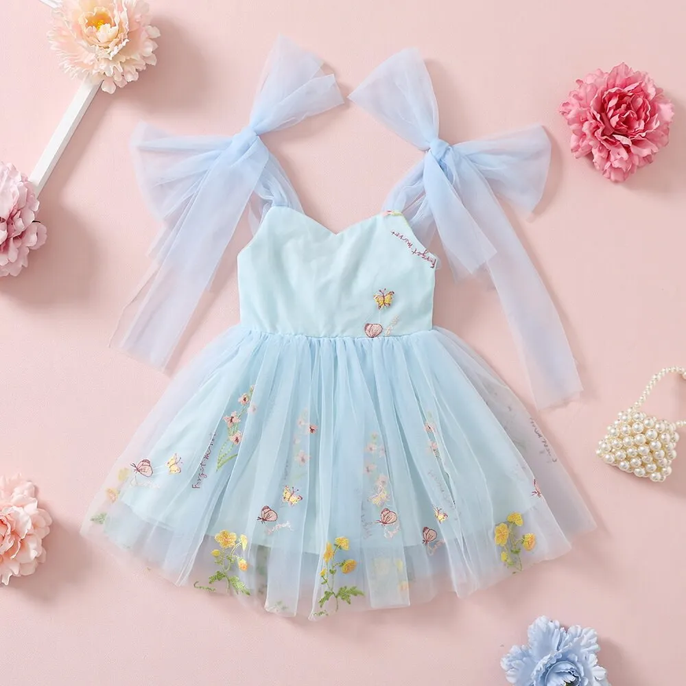 Baby Enchanted Angel Dress - Embroidered Sky Blue