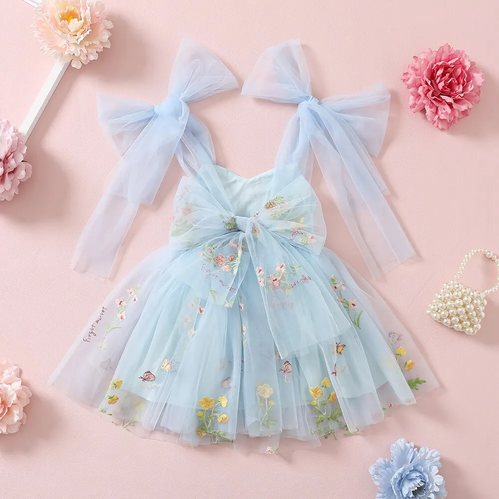 Baby Enchanted Angel Dress - Embroidered Sky Blue