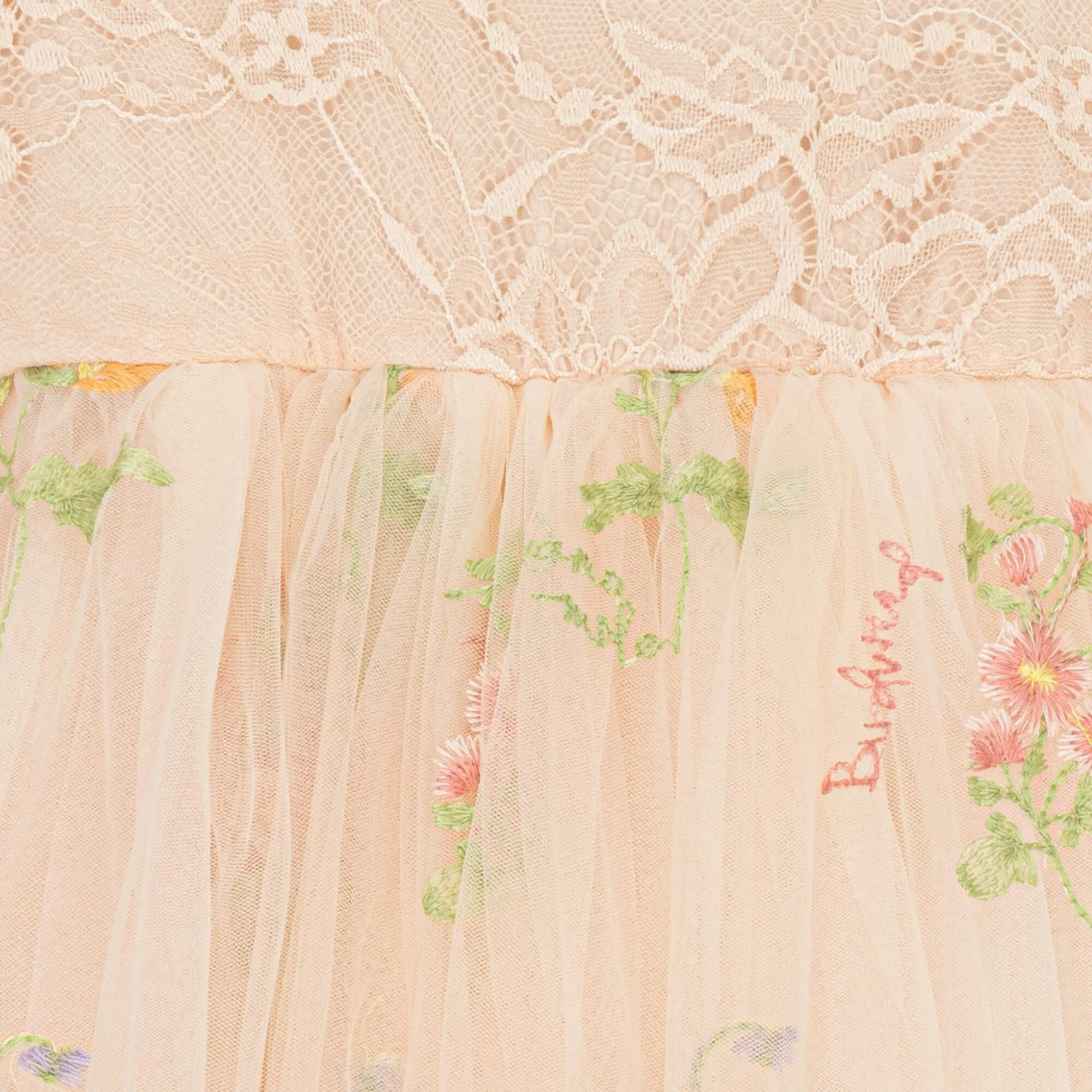 Baby Enchanted Dress - Embroidered Apricot Champagne Lace