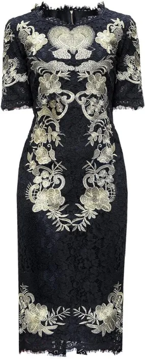 Black Embroidered Lace Dress