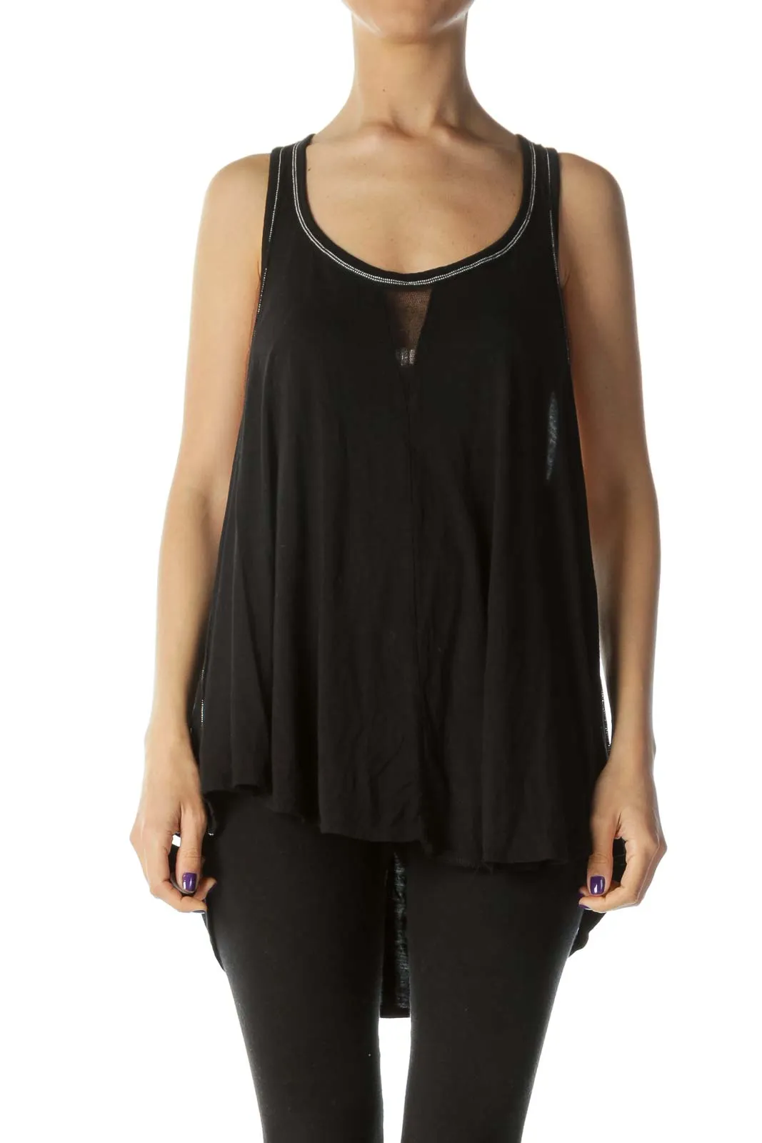 Black Flowy Racerback Tank Top