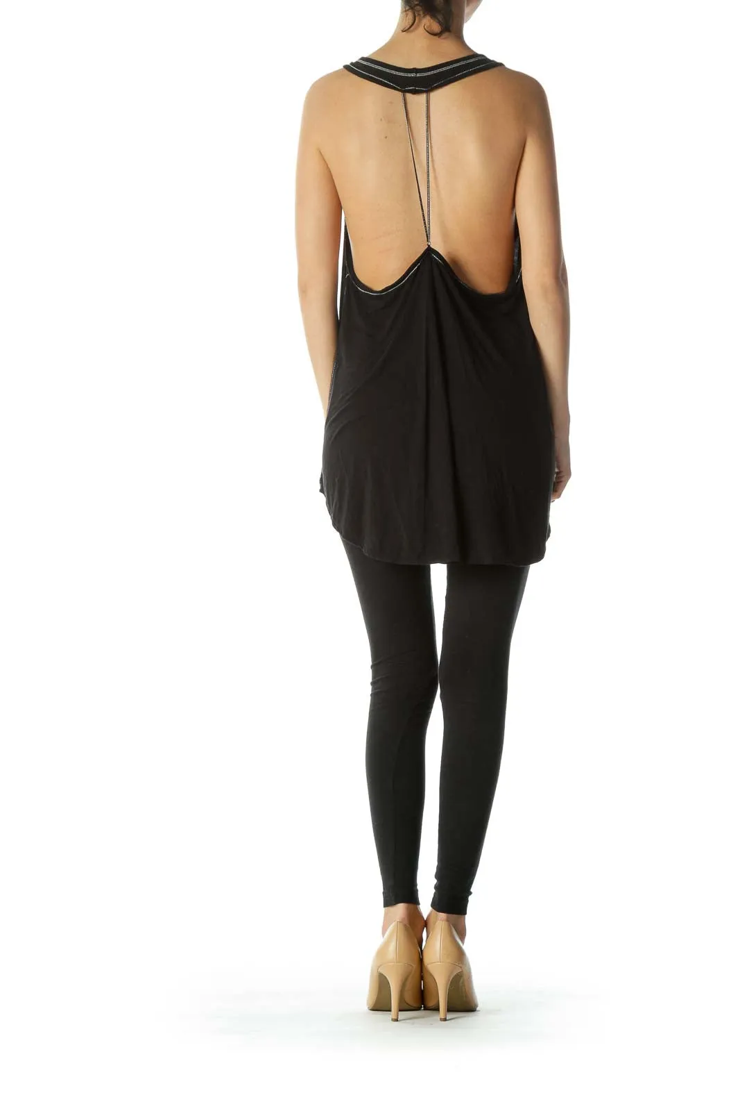 Black Flowy Racerback Tank Top