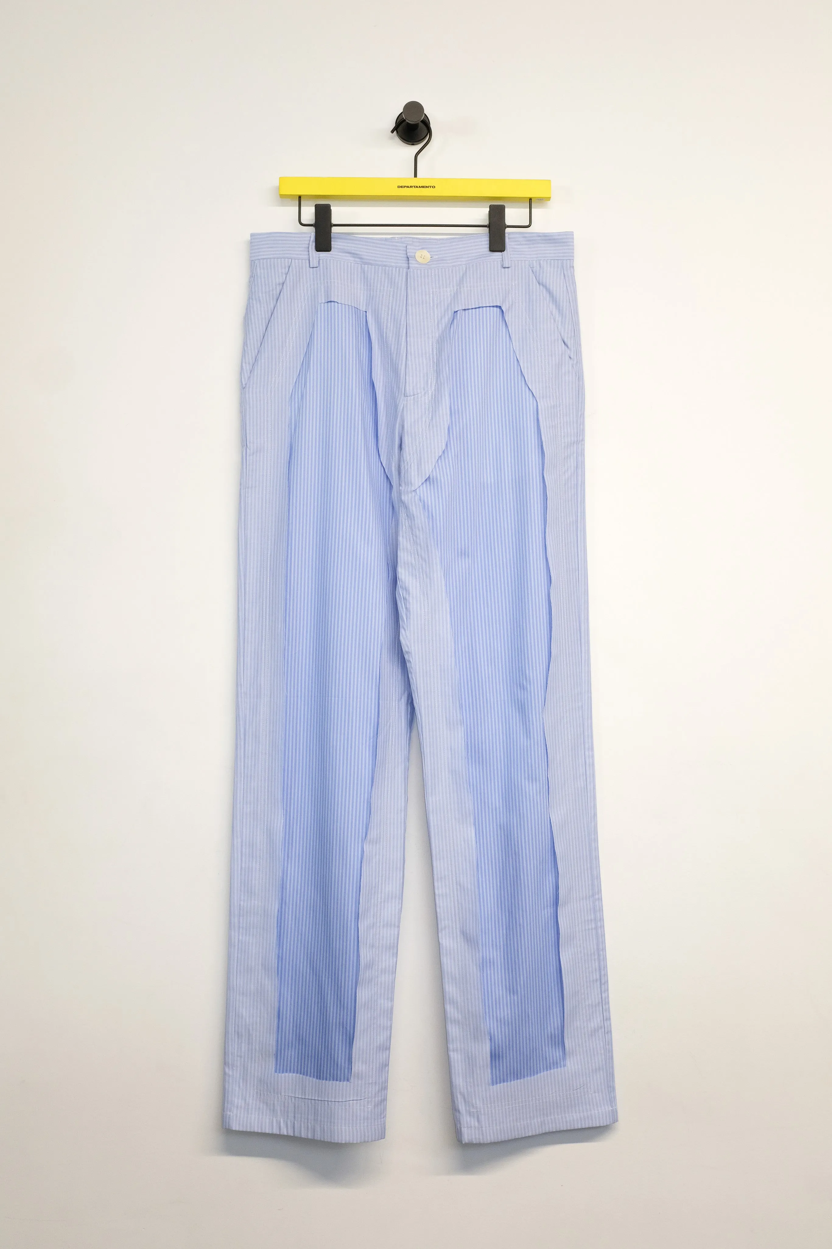 Blue Poplin Eraser Tailored Trousers