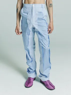 Blue Poplin Eraser Tailored Trousers