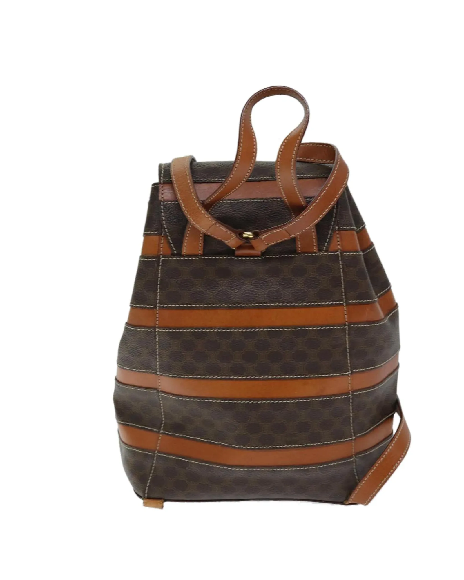 Brown Canvas Backpack with PVC Leather Accents