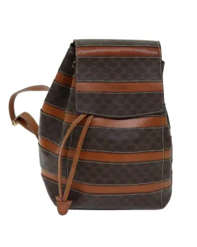 Brown Canvas Backpack with PVC Leather Accents