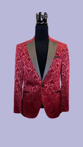 Burgundy Velvet Floral Tuxedo