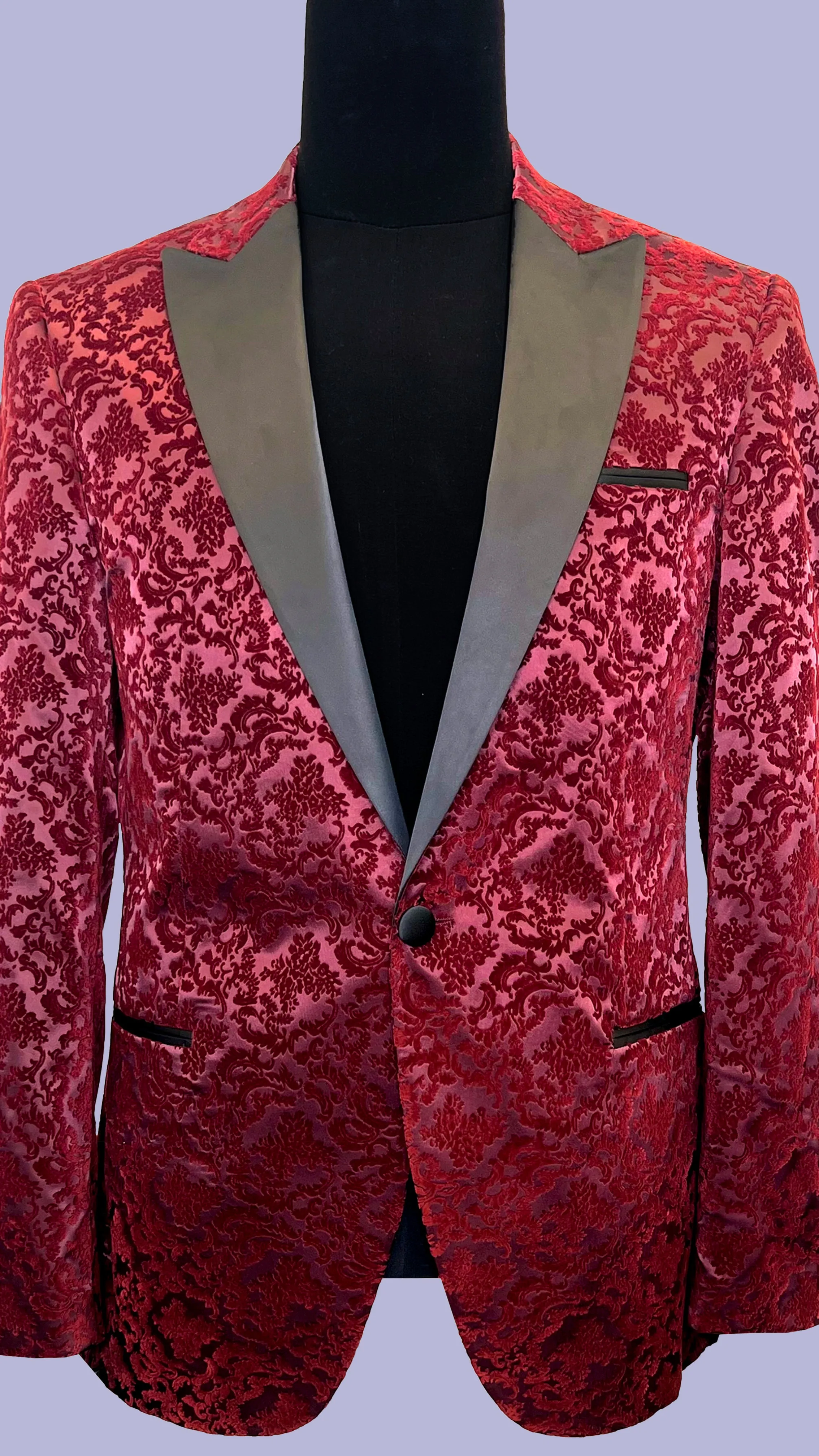 Burgundy Velvet Floral Tuxedo