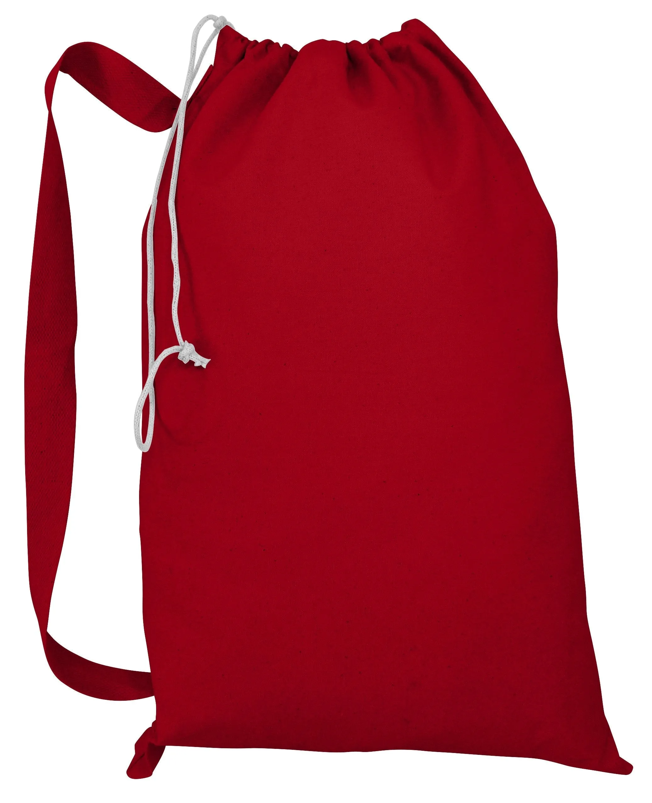 Closeout Heavy Canvas Laundry Bags W/Shoulder Strap (Small-Med-Large) - RED