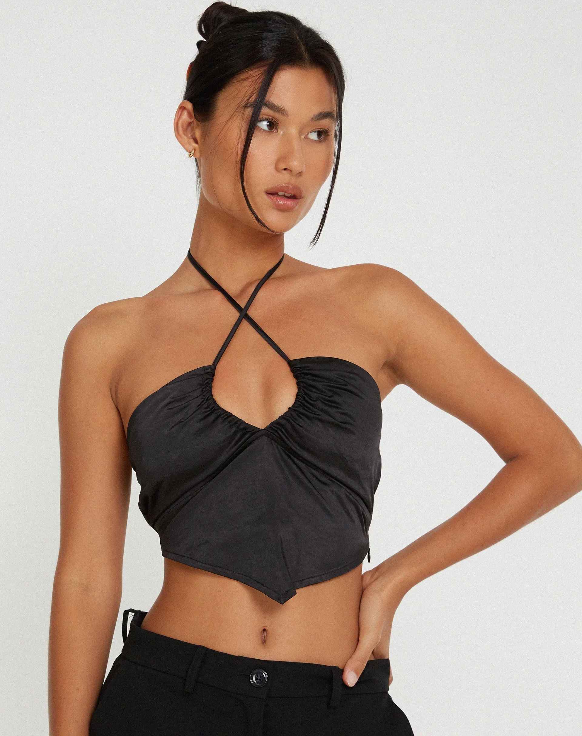 Domila Top in Satin Black