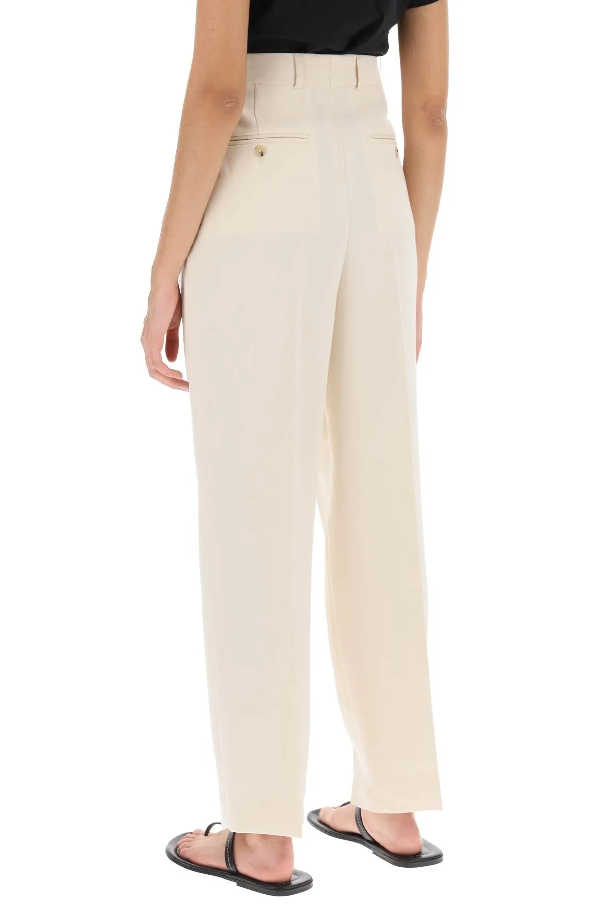 double-pleated viscose trousers