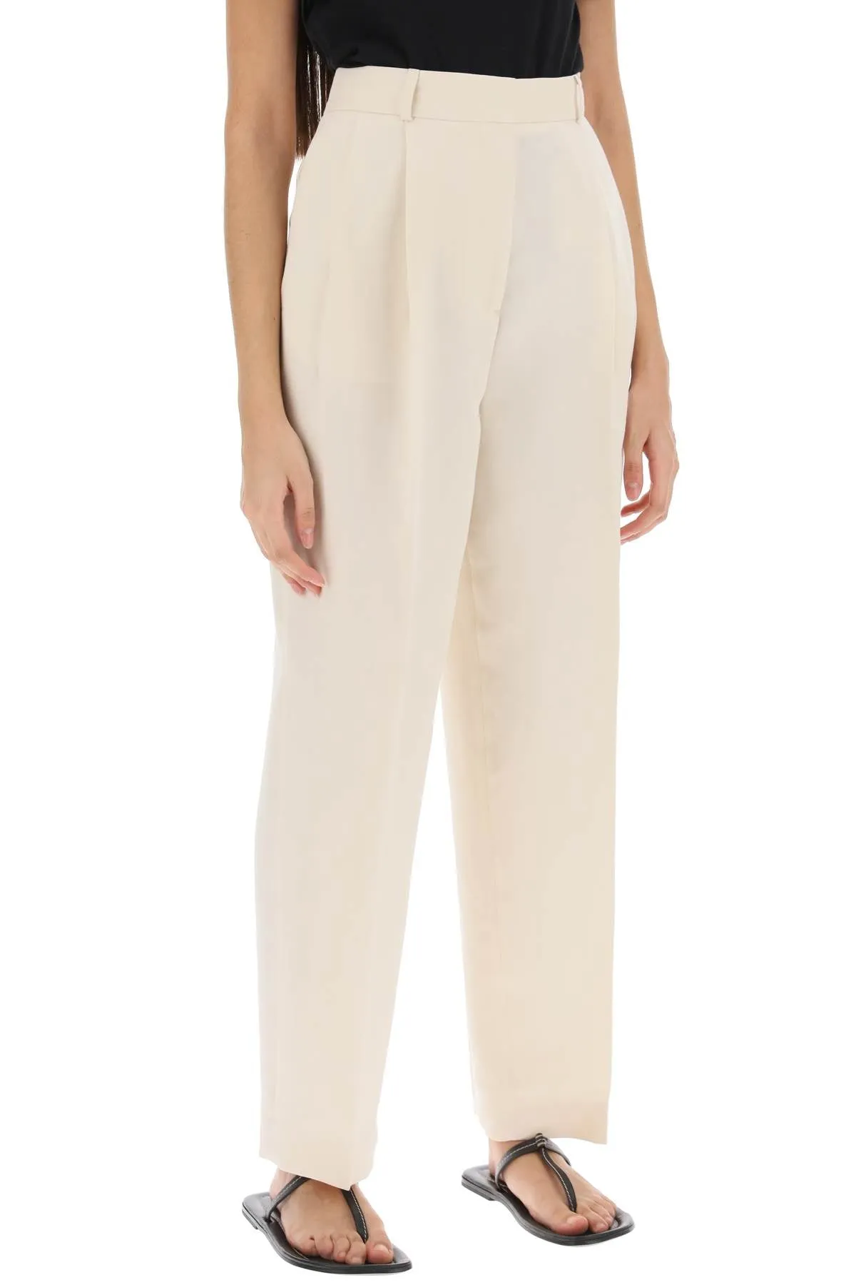 double-pleated viscose trousers