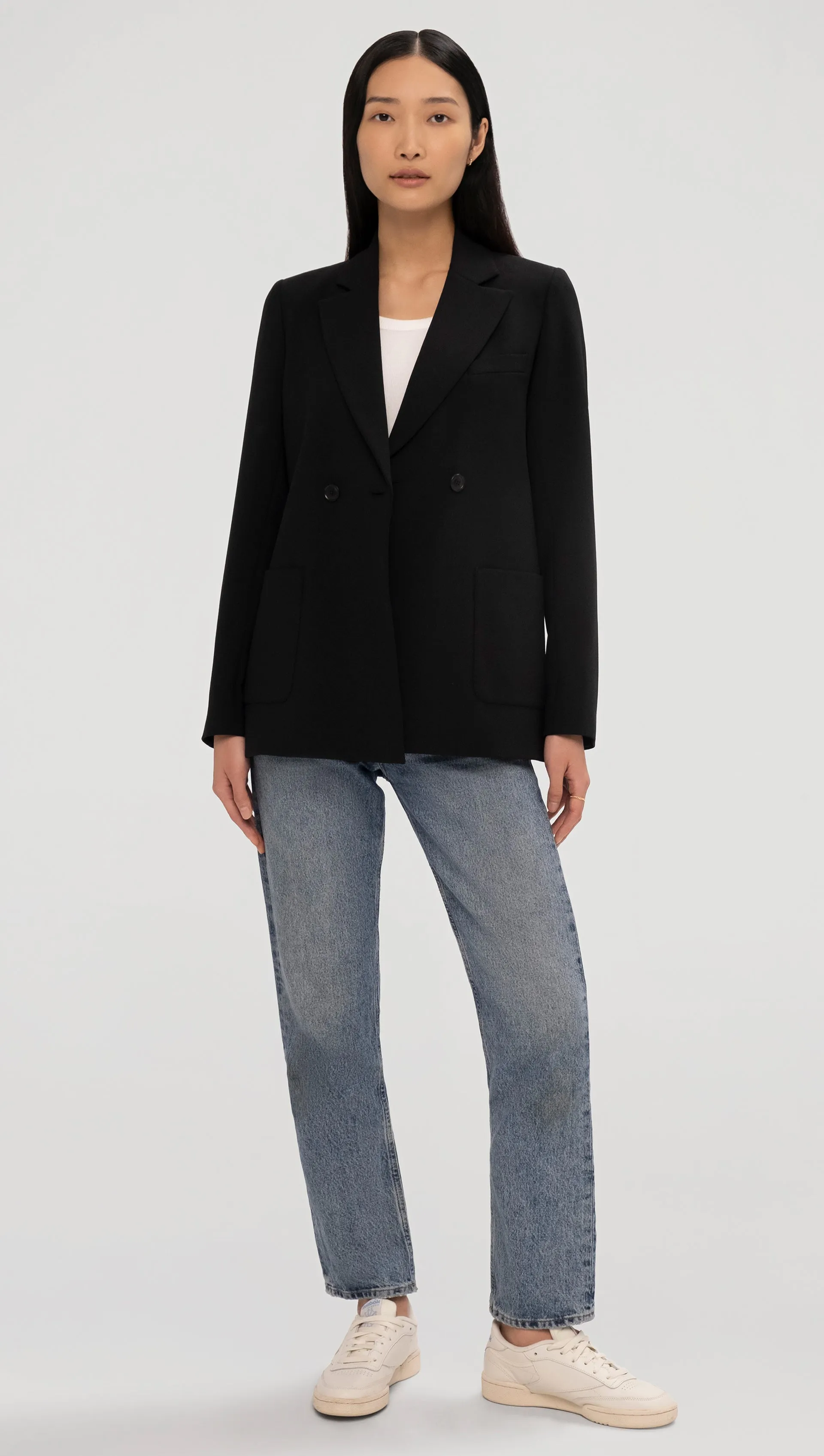 Easy Blazer in Textured Crepe | Black