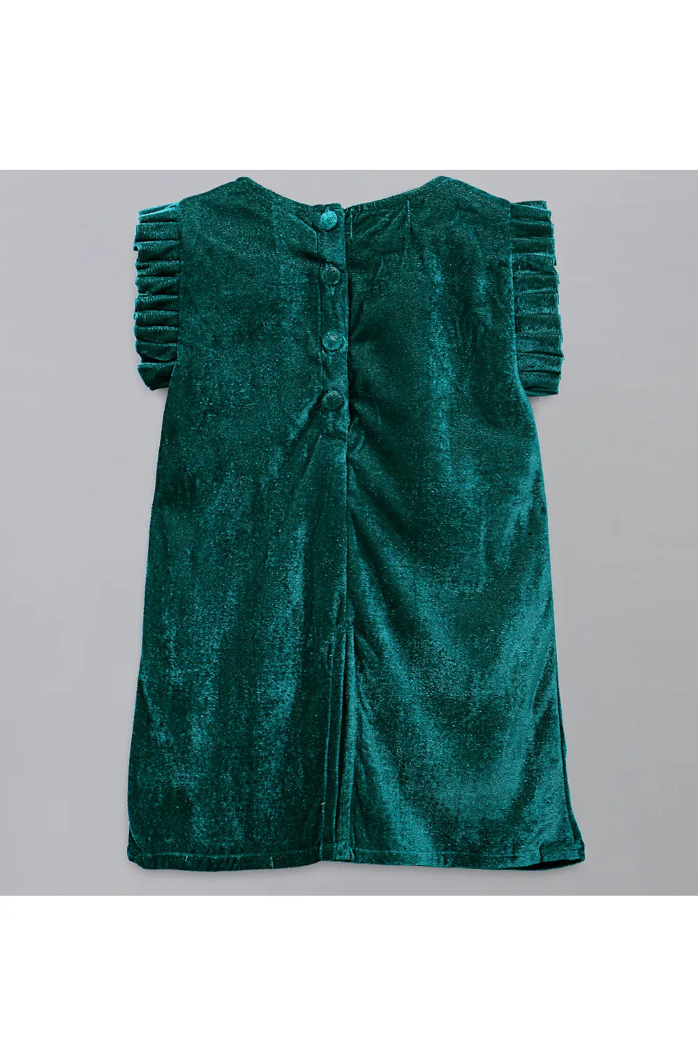 Green Reindeer Embroidered Velvet Dress