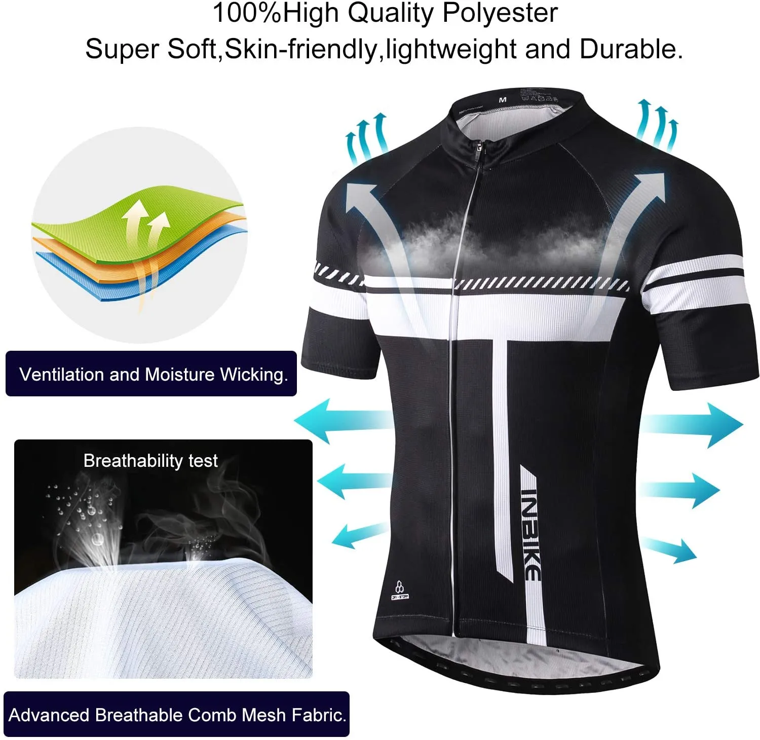 INBIKE Men's Cycling Jersey Set Bib Short Sleeve Bike Shirt with 3D Padded