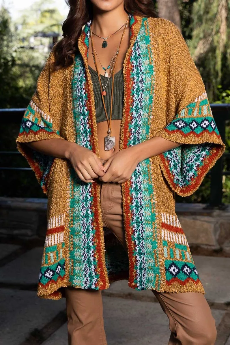 Kachina Tapestry Knit Cardigan Ruana