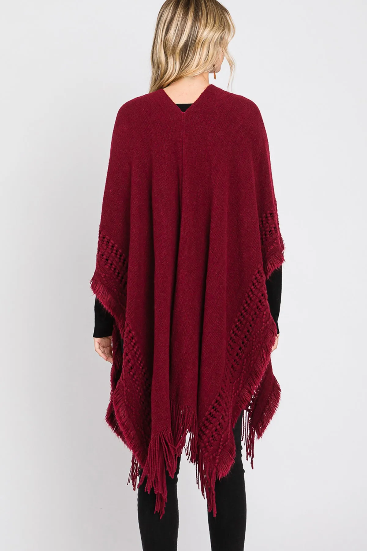 KNIT RUANA WITH FRINGE