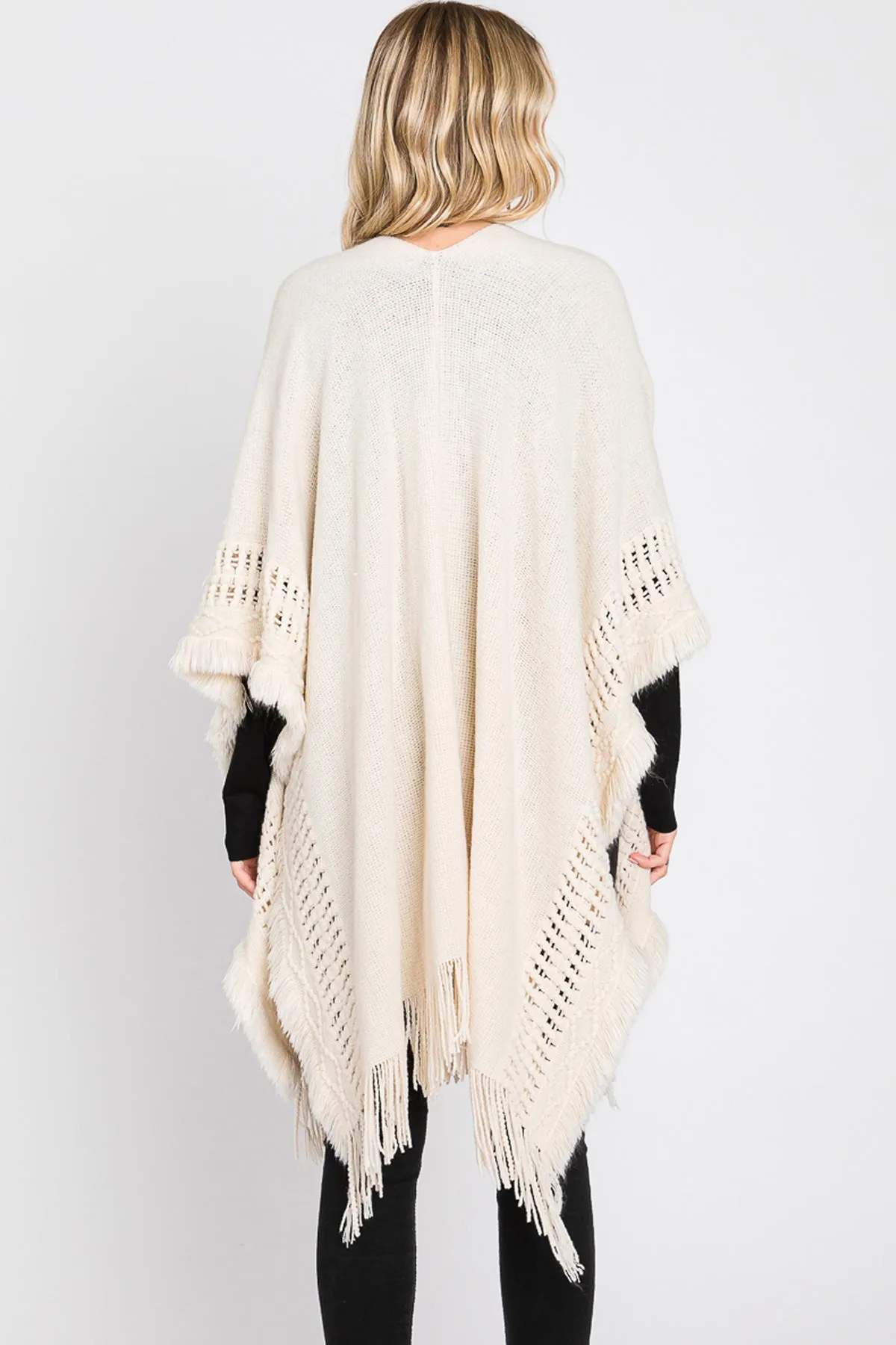 KNIT RUANA WITH FRINGE