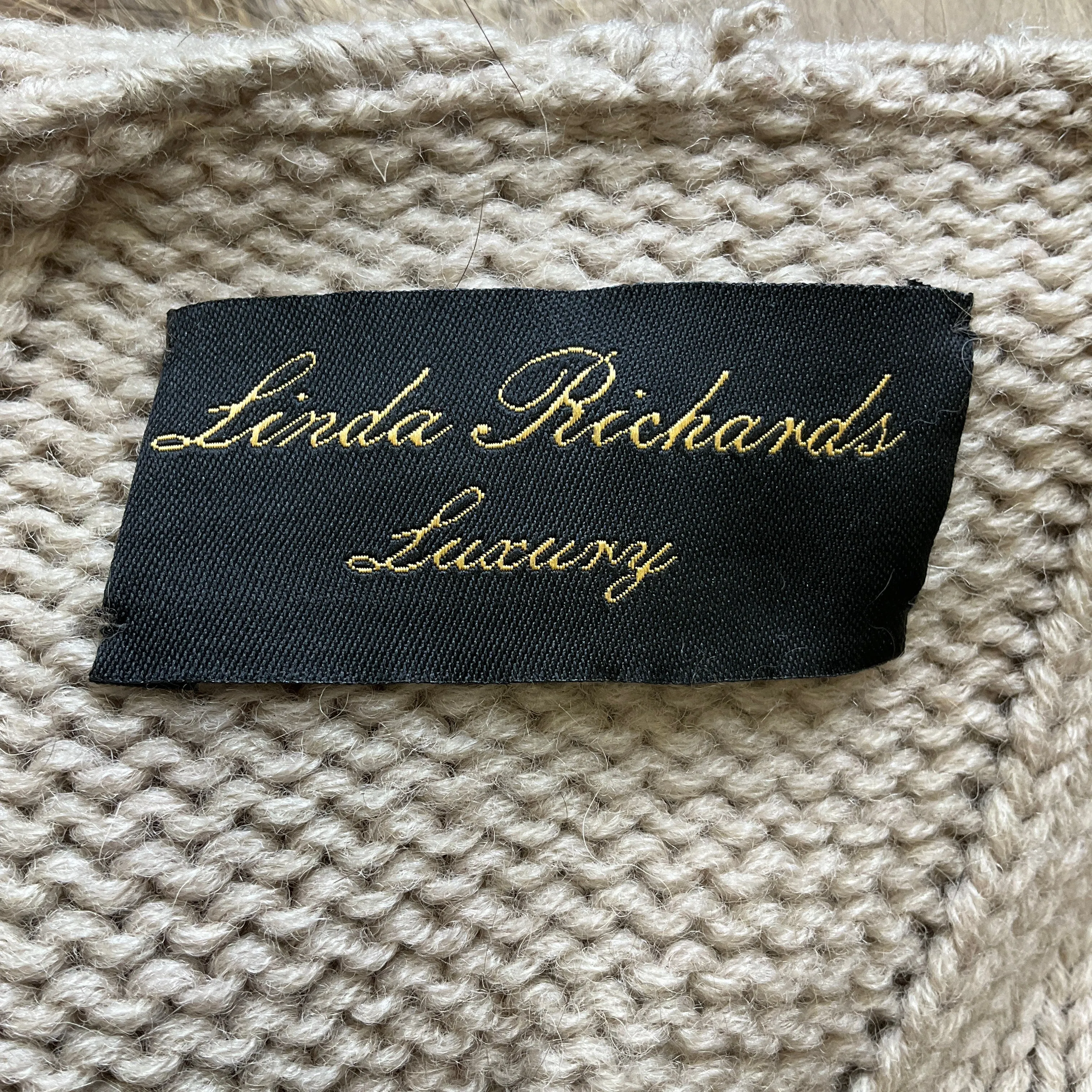 Linda Richards Luxury Tan Fur Trimmed Knit Cape / Poncho