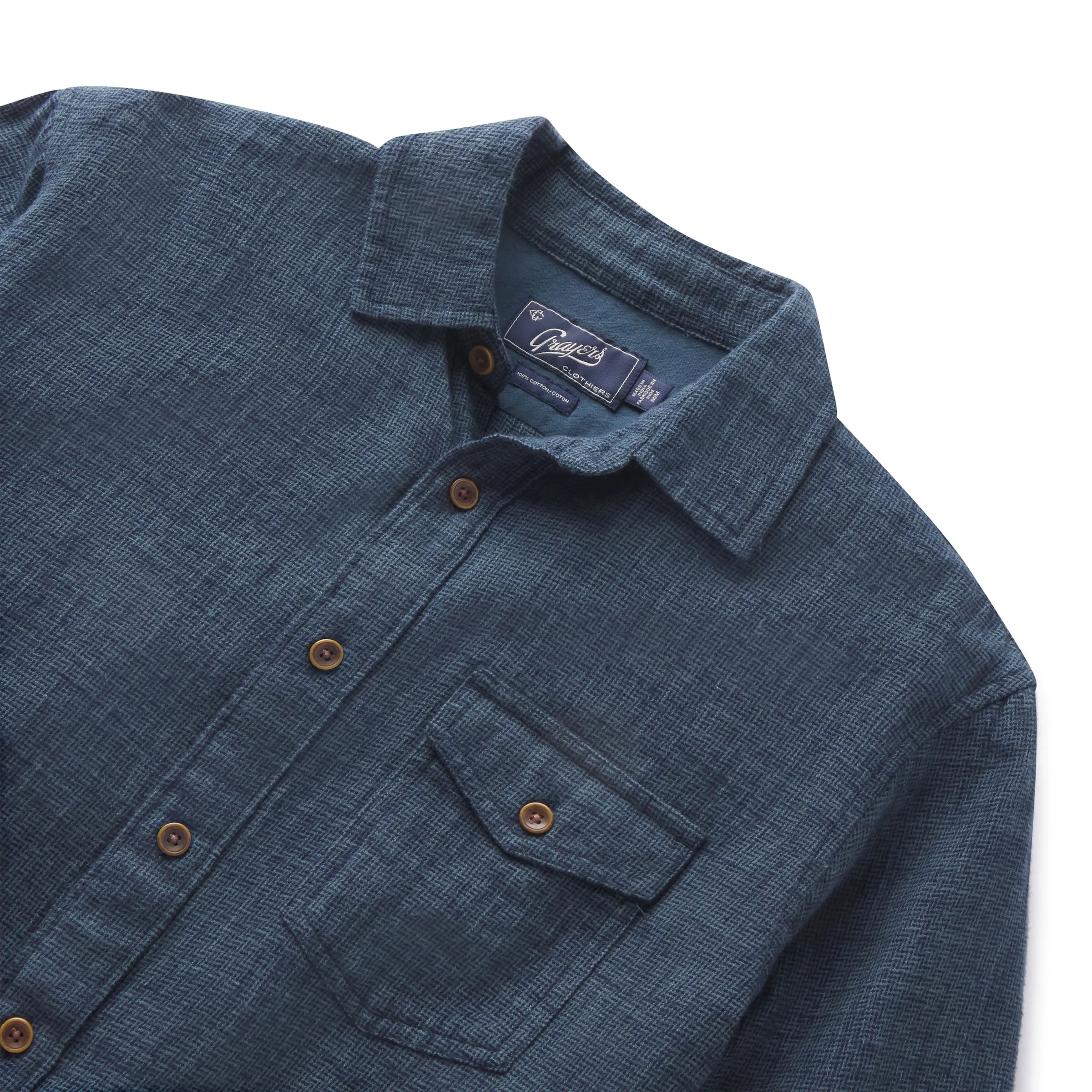 Linear Slub Twill Shirt - Deep Teal