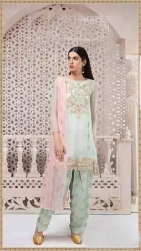 Maria B Cotton Dresses - Embroidered Net Dupatta - Replica - Unstitched