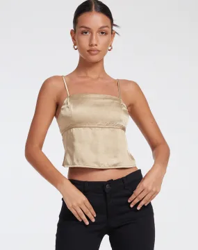 Nandina Top in Satin Olive Gold