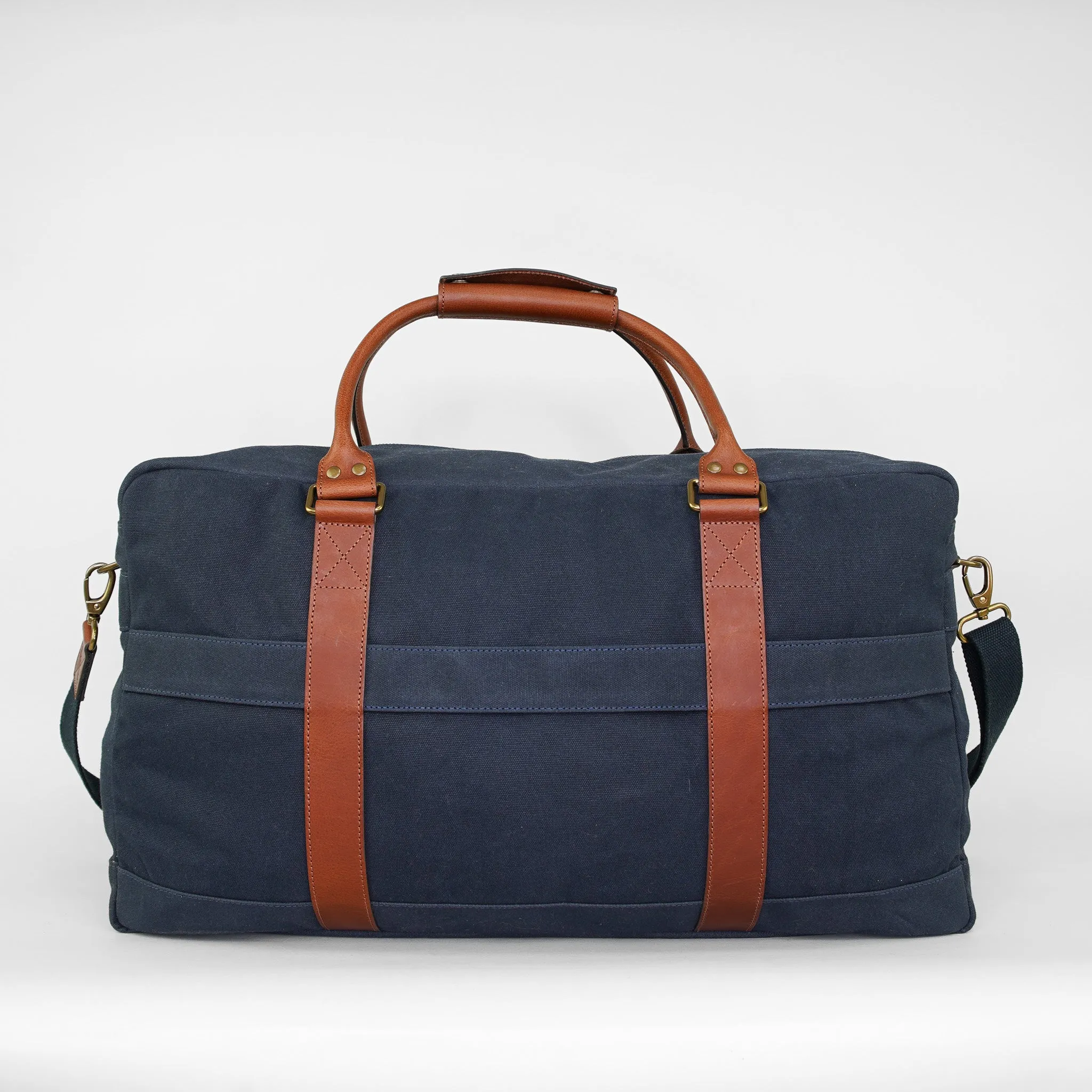 Navy Waxed Canvas Holdall - Overnight Bag