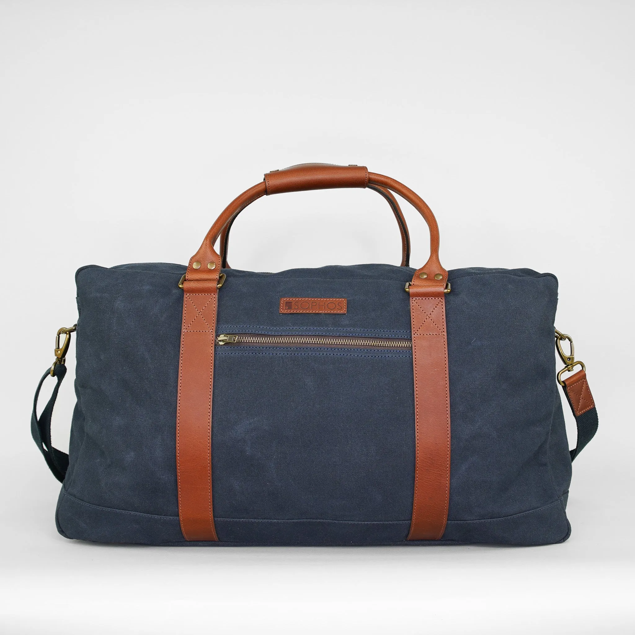 Navy Waxed Canvas Holdall - Overnight Bag