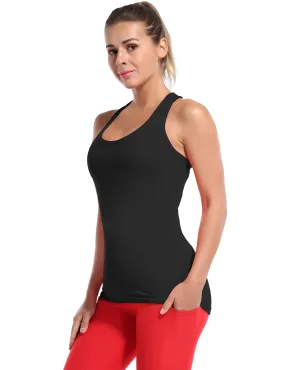 Racerback Athletic Tank Tops black_Jogging