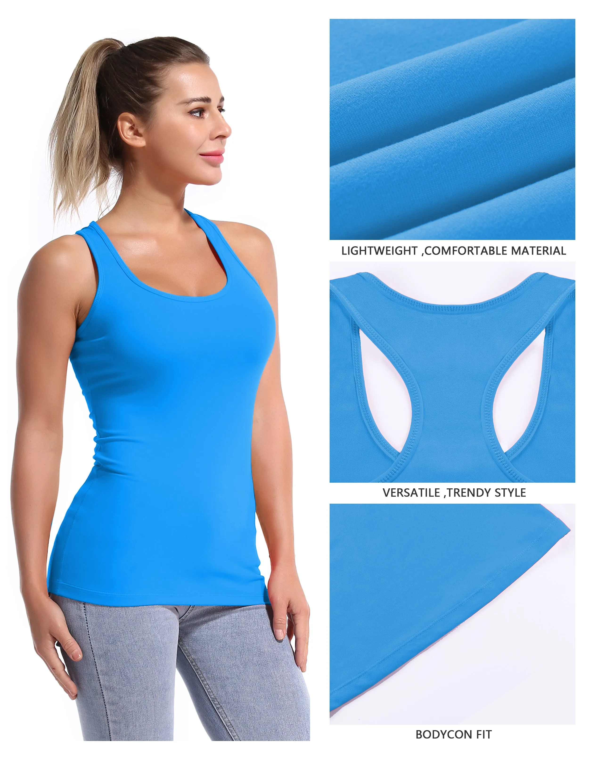 Racerback Athletic Tank Tops deepskyblue_yoga