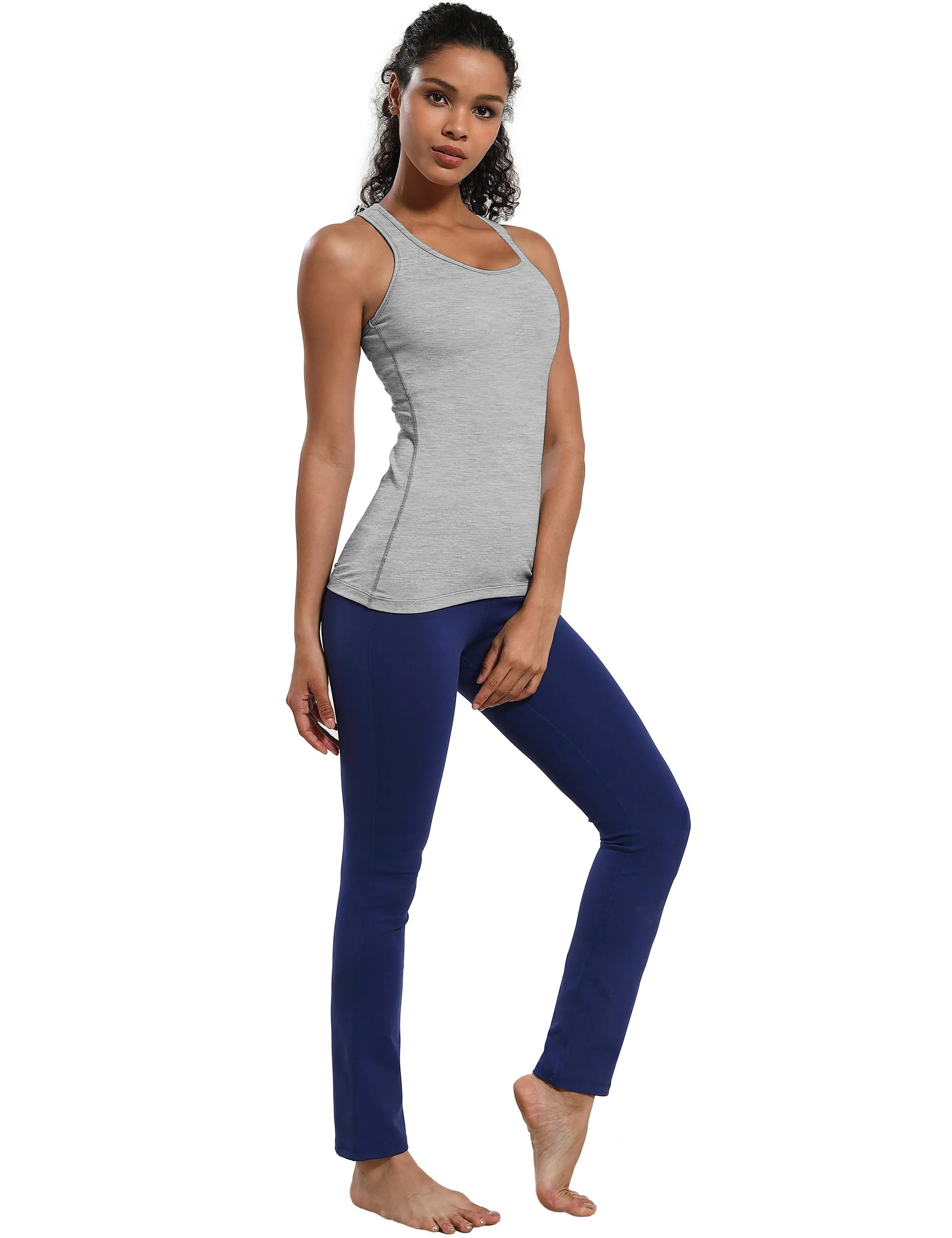 Racerback Athletic Tank Tops heathergray_Jogging