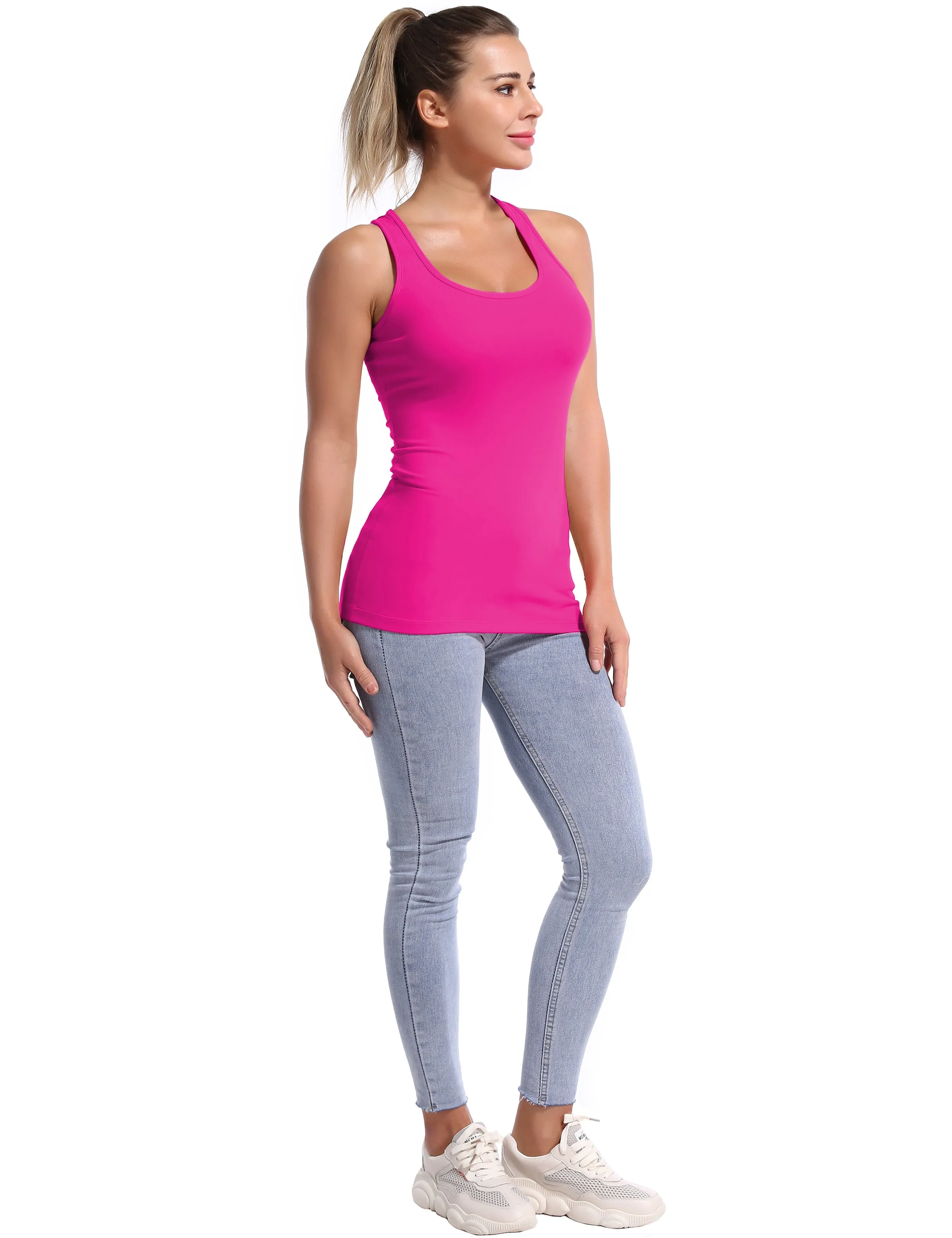 Racerback Athletic Tank Tops magenta_yoga