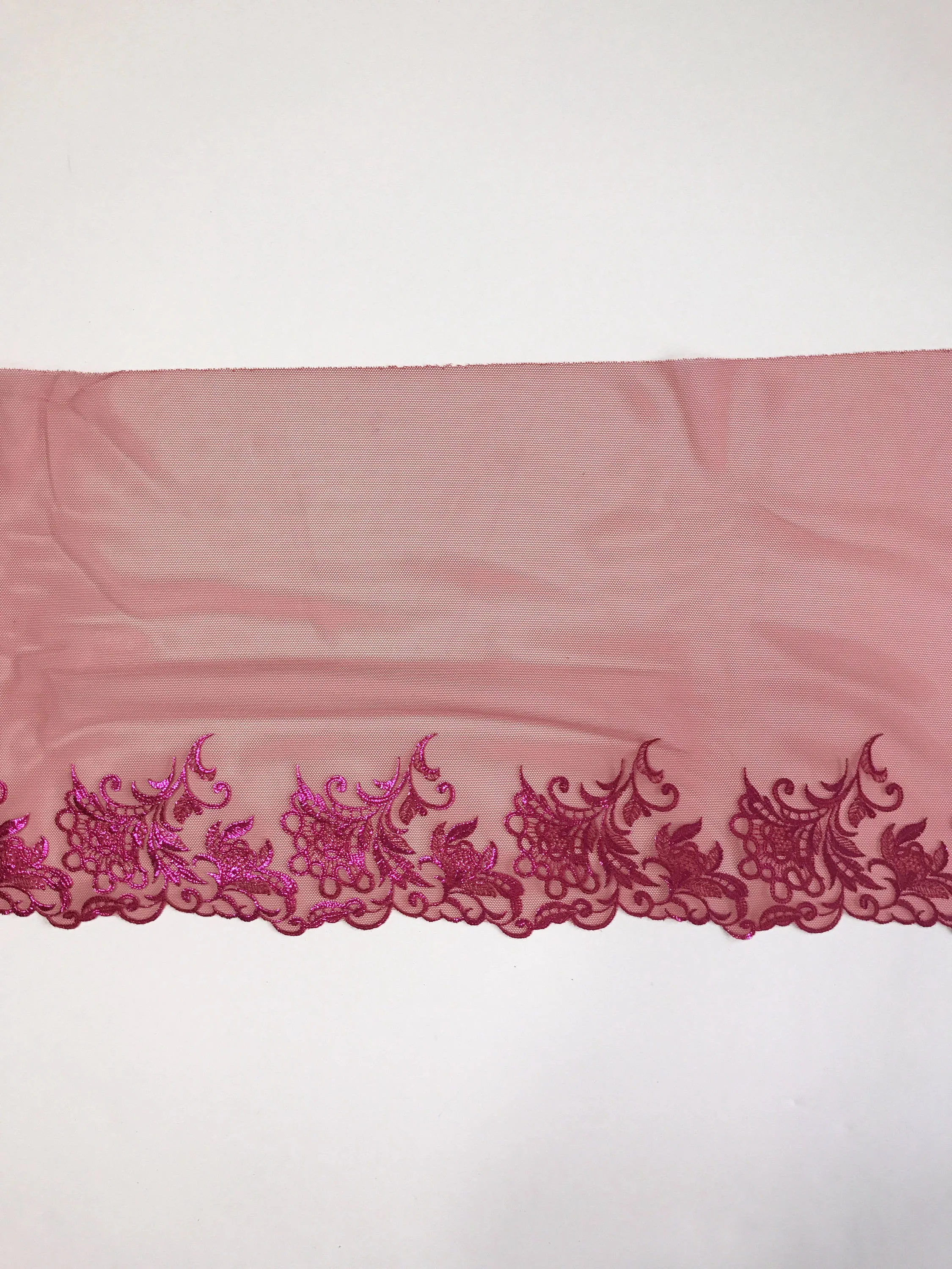 Red & Fuchsia 8.75" Wide Embroidered Lace Trim