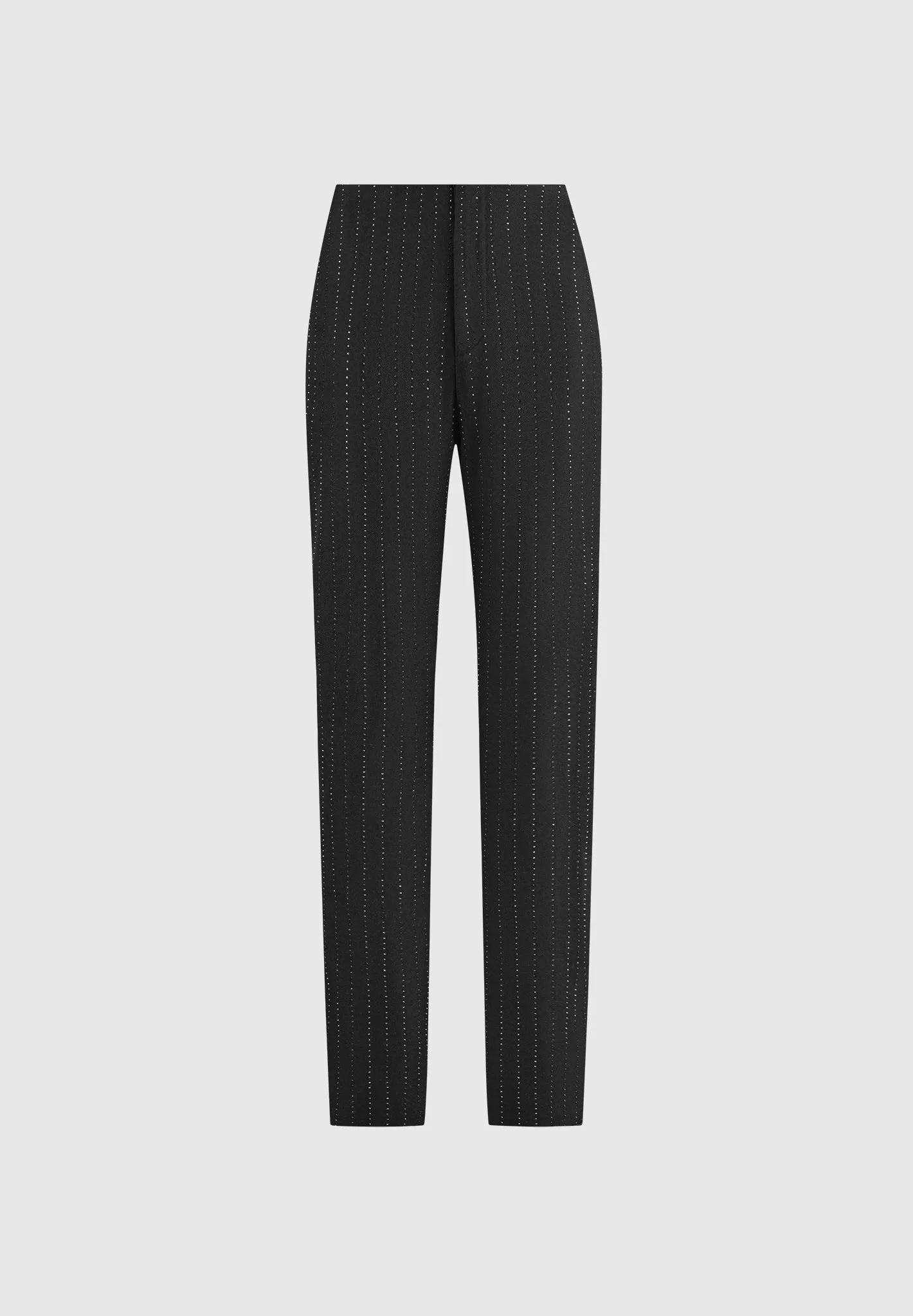 Rhinestone Tailored Straight Leg Trousers - Black