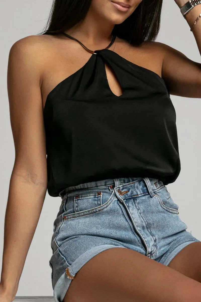 Sexy Solid Backless Halter Tops