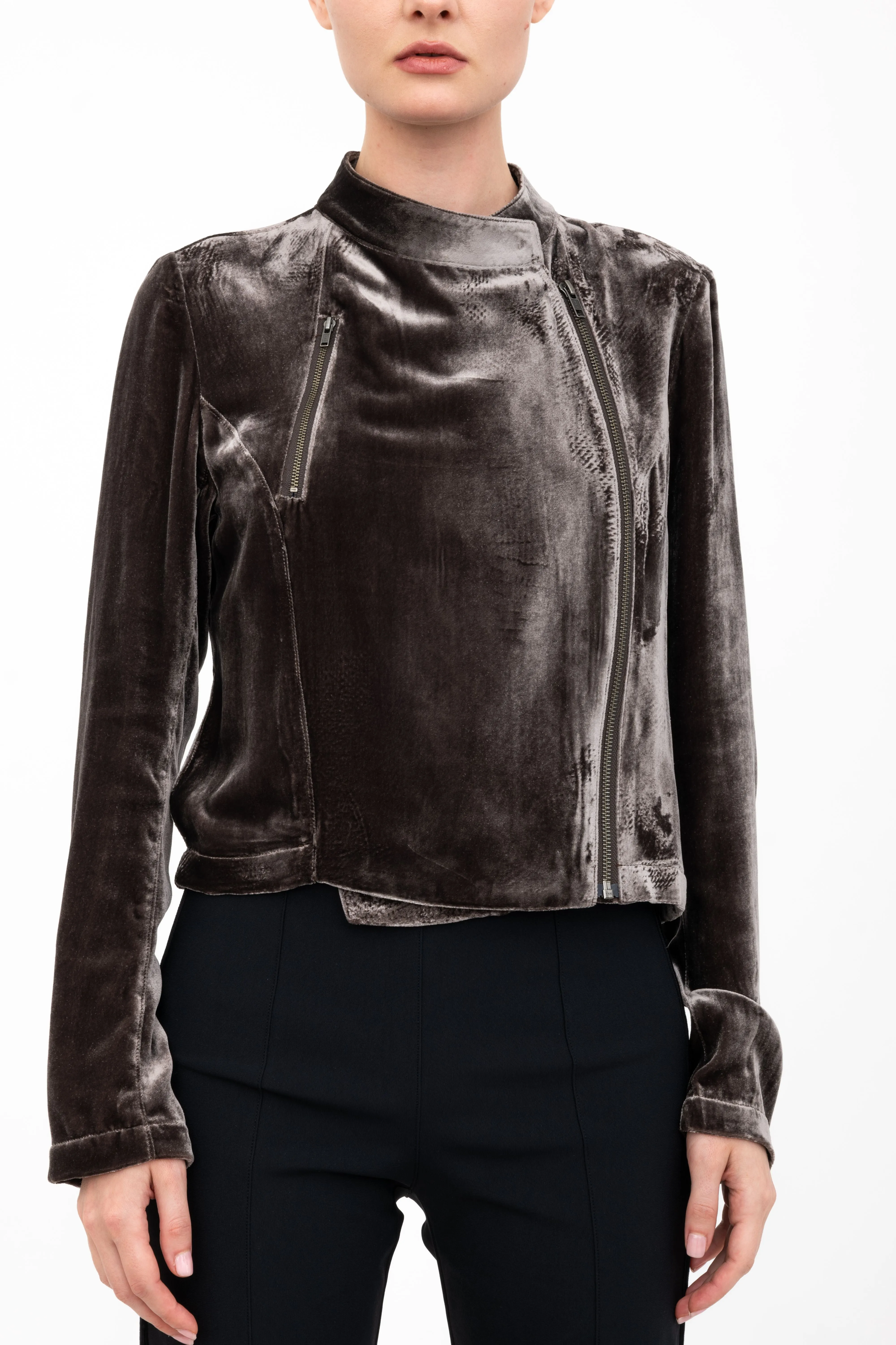 Silk Velvet Moto Jacket - AVERY H24