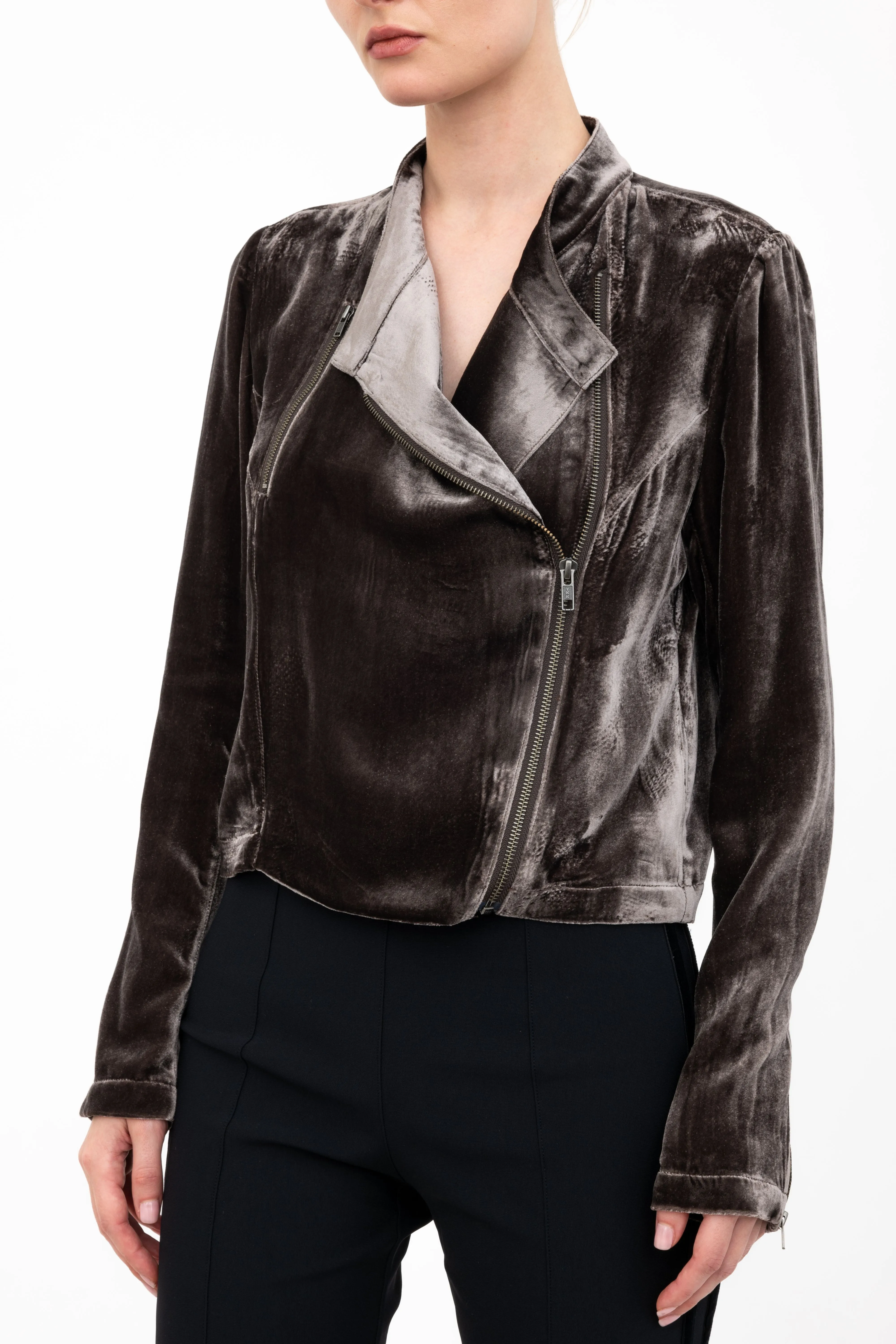 Silk Velvet Moto Jacket - AVERY H24