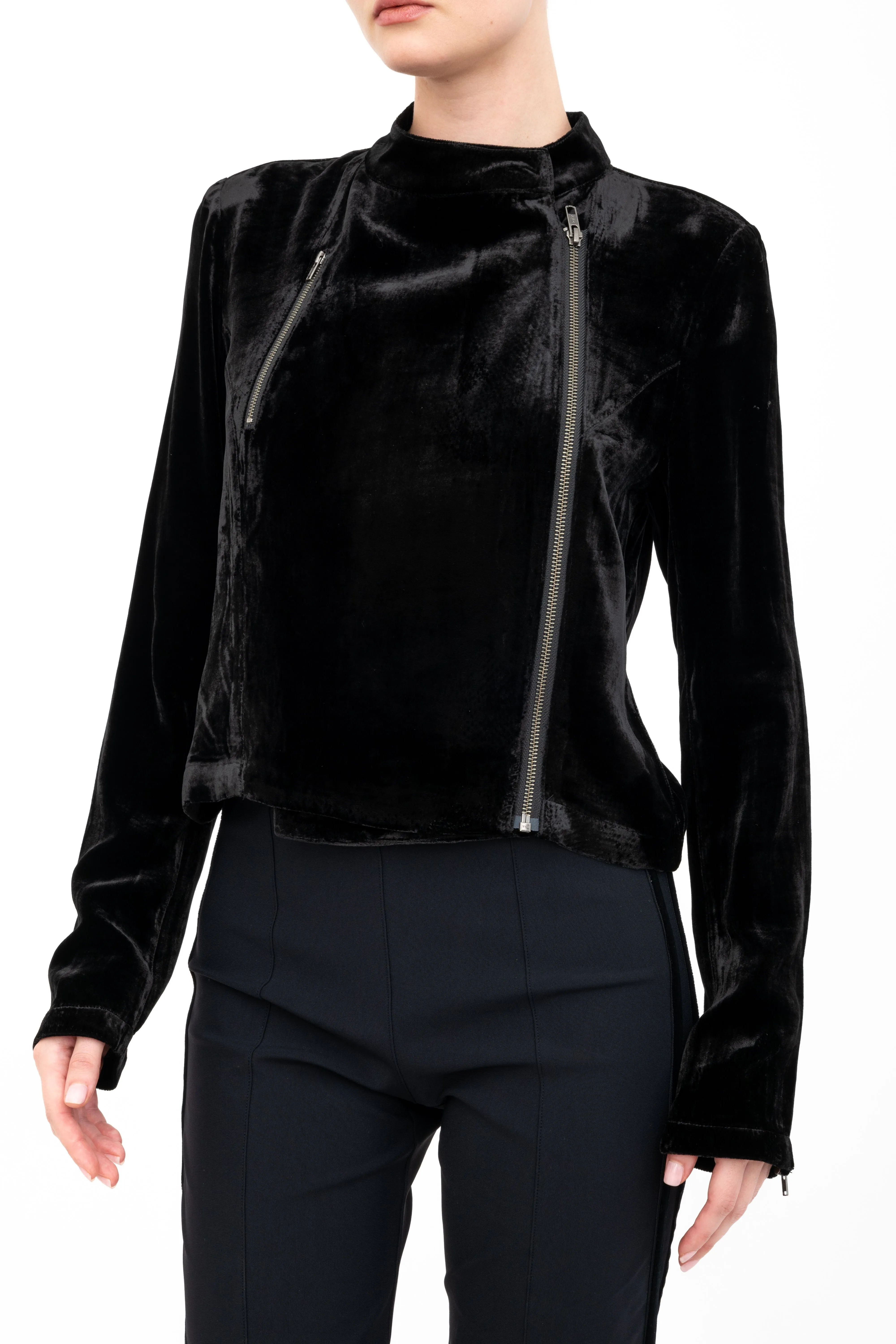 Silk Velvet Moto Jacket - AVERY H24