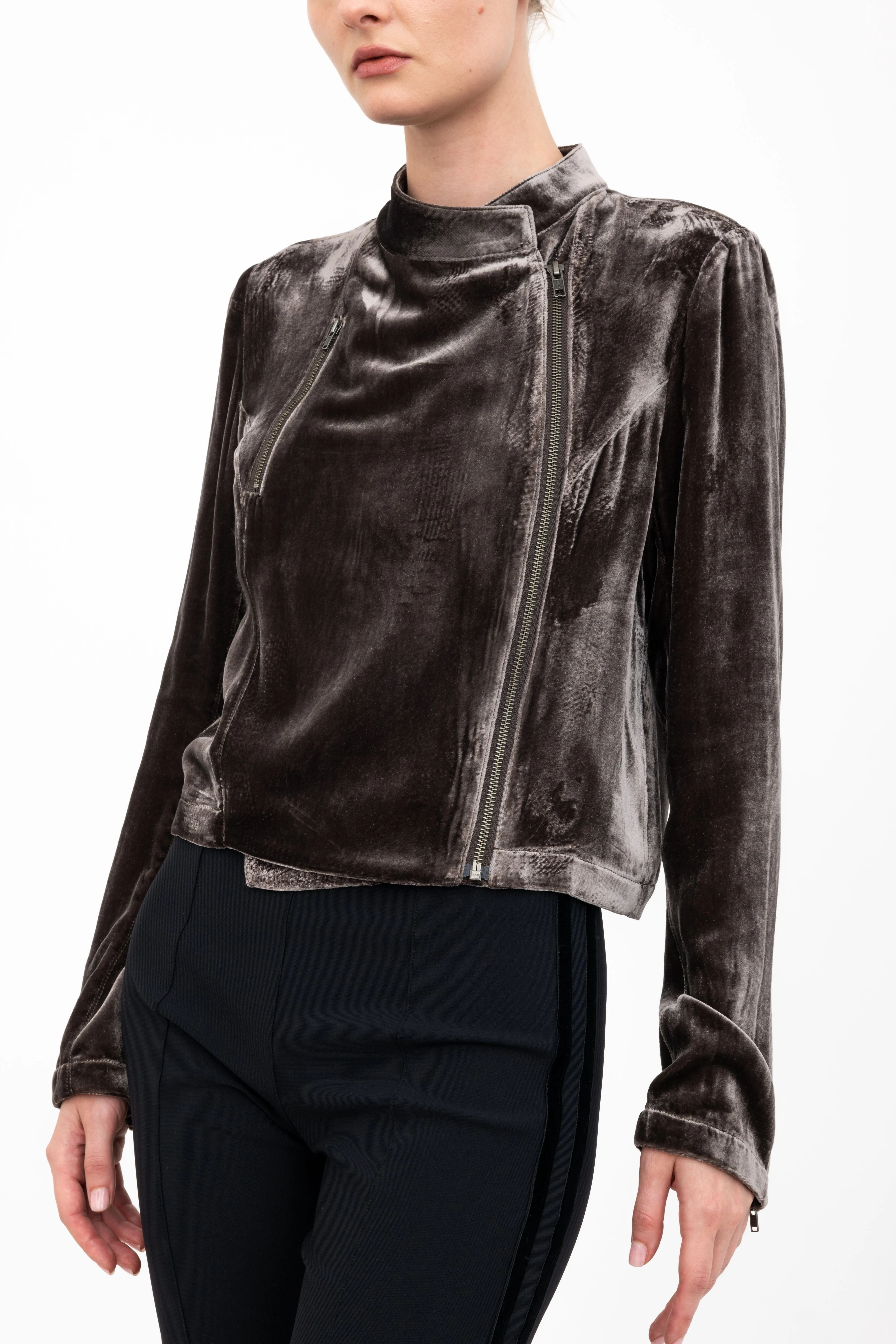 Silk Velvet Moto Jacket - AVERY H24