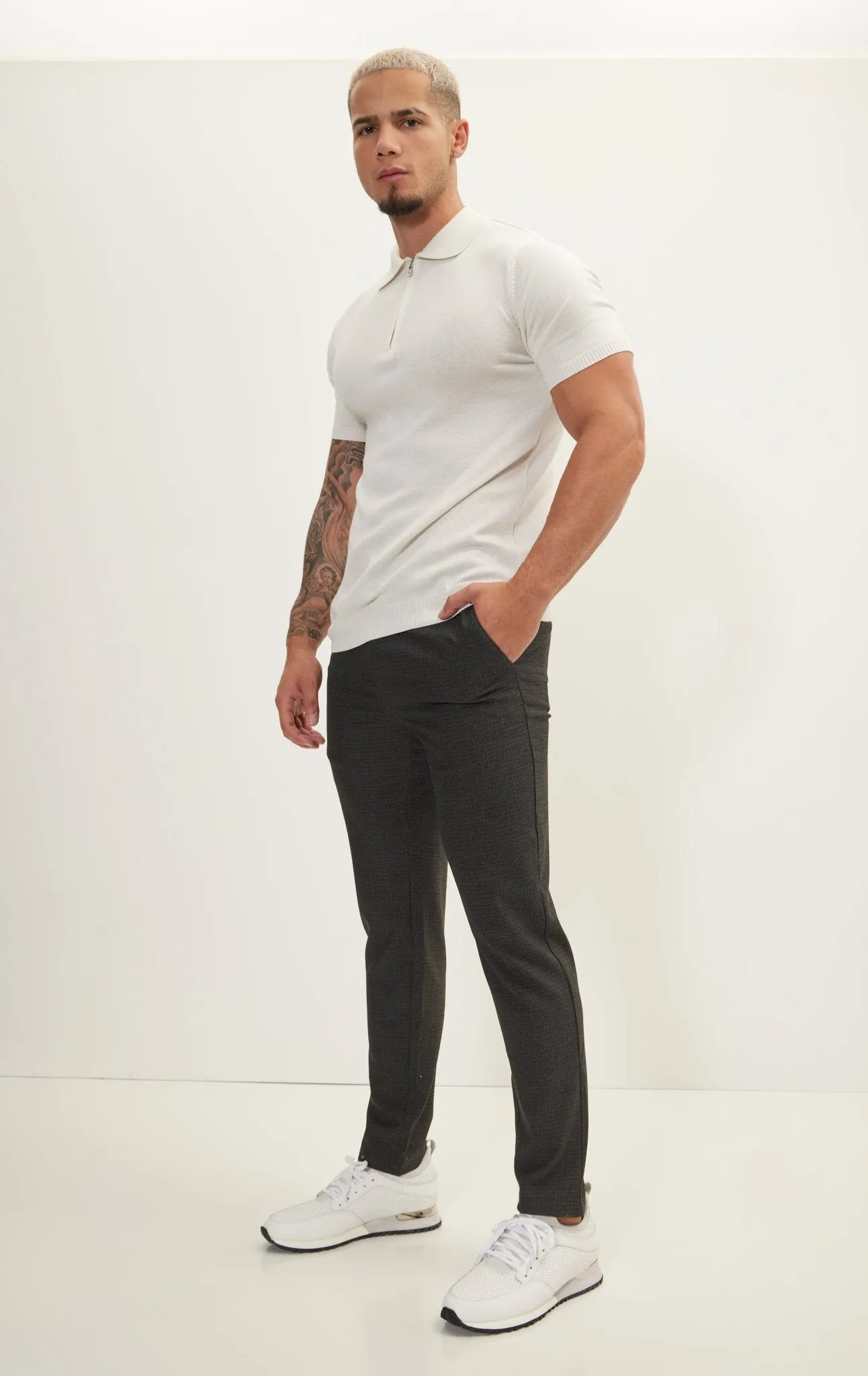 Tailored fit knit trousers - Anthracite