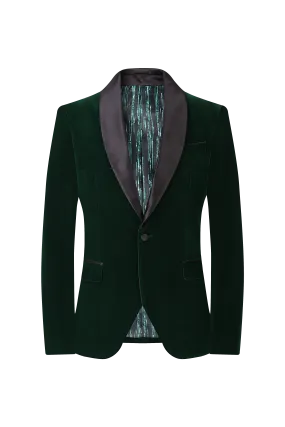 Velvet Shall Lapel Blazer - Hunter