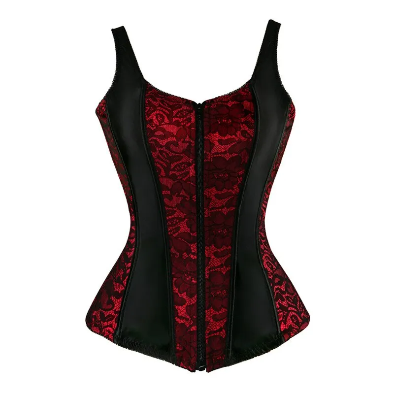 Vest Tops Corset Bustier Straps Satin Corselet Overbust Victorian