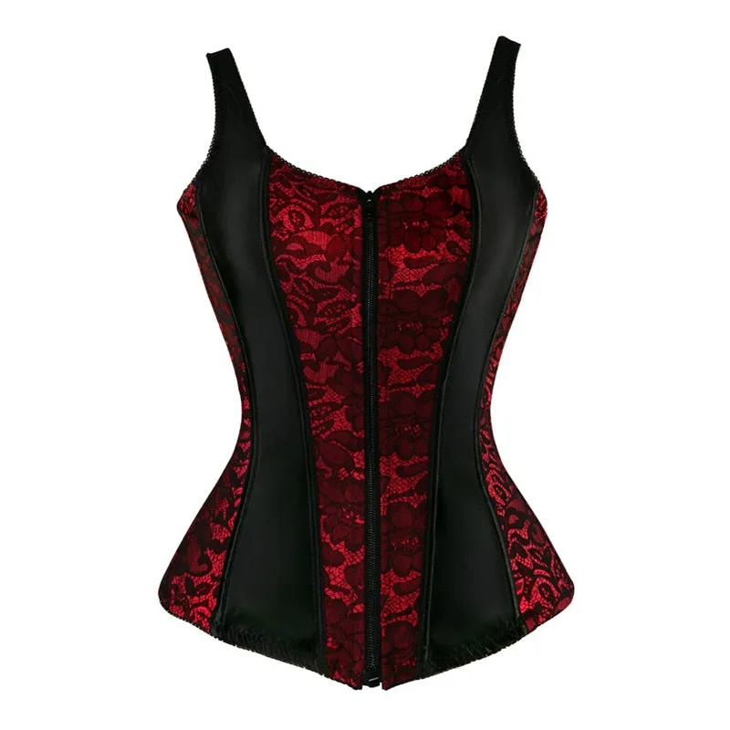 Vest Tops Corset Bustier Straps Satin Corselet Overbust Victorian