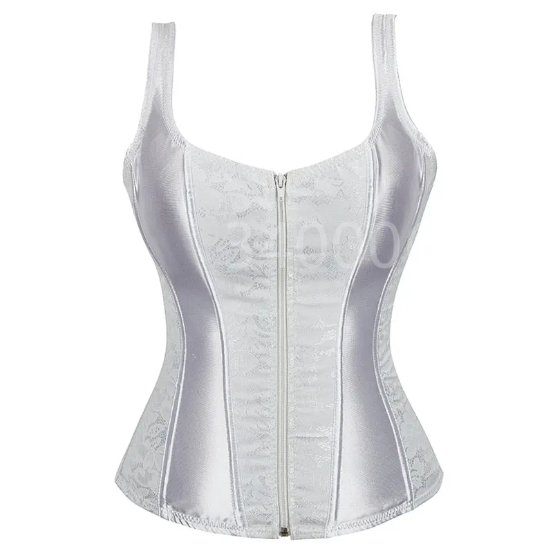 Vest Tops Corset Bustier Straps Satin Corselet Overbust Victorian